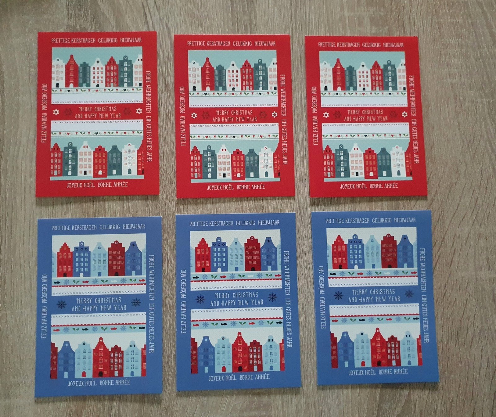 6 Kerstkaarten meertalig met envelop, Ophalen of Verzenden, Nieuw