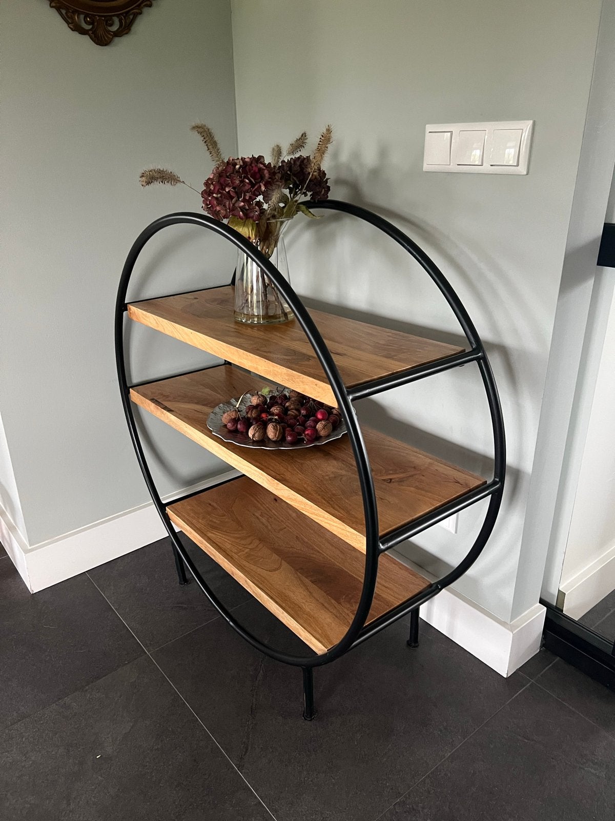 Rond staandrek met 3 planken - industrieel design, Huis en Inrichting, Ophalen, Met plank(en), 100 tot 150 cm, 50 tot 100 cm