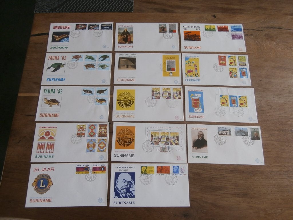 rep suriname fdc's jaargang  1982, Verzenden, Gestempeld