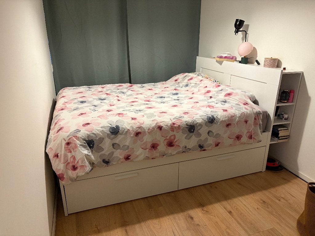 IKEA bedframe met opberglades/wit/160x200, Ophalen, Gebruikt, Wit, Tweepersoons