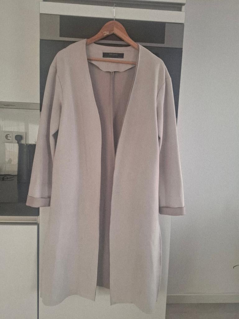 Zara kraagloze jas, 1x gedragen, maat S, Ophalen of Verzenden, Zo goed als nieuw, Beige