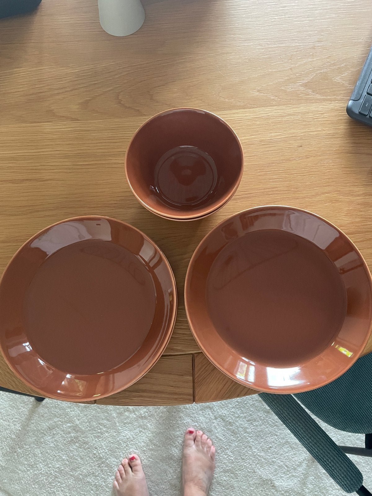 Iittala Teema servies - 6 borden en 2 kom, bruin, Ophalen, Keramiek, Zo goed als nieuw, Modern