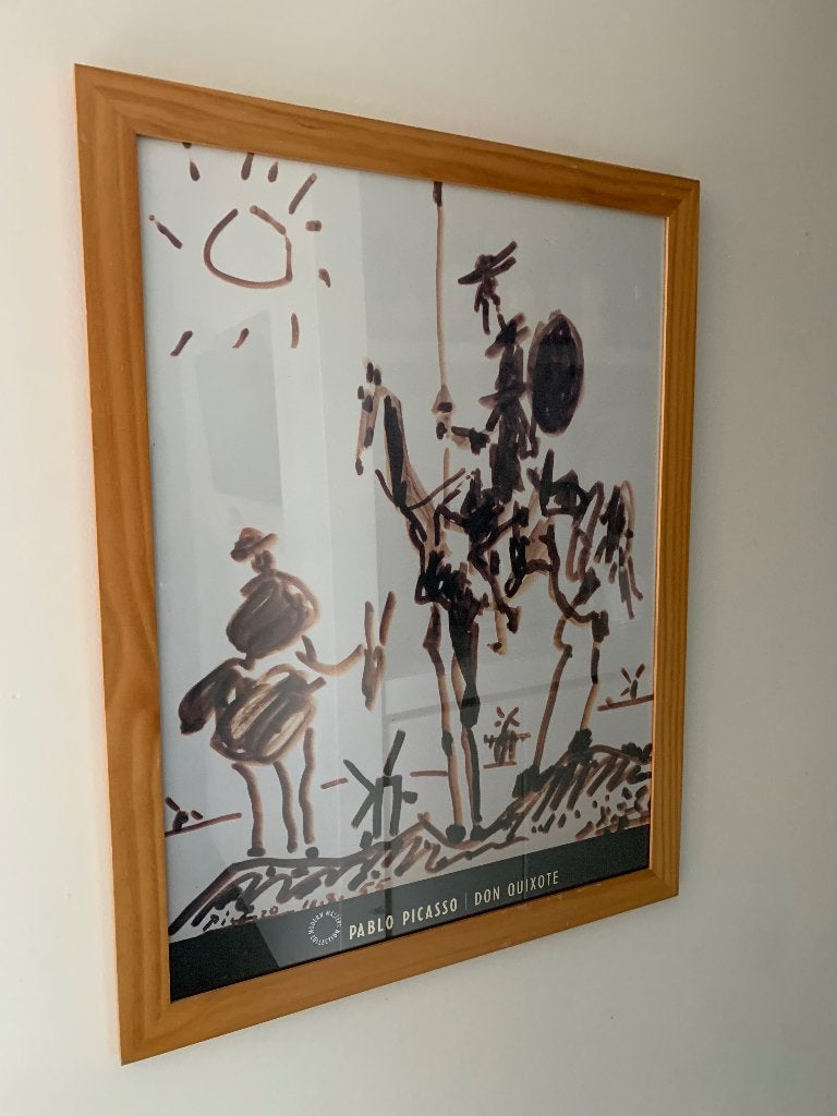 Pablo Picasso poster Don Quixote in houten lijst 1955, Antiek en Kunst, Kunst | Schilderijen | Modern, Ophalen, Figuren, Print