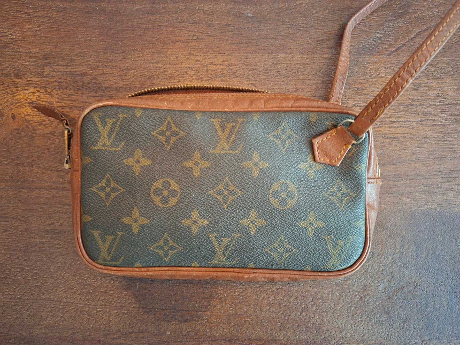 Vintage Louis Vuitton Monogram Pochette Accessoires, Ophalen of Verzenden, Gebruikt, Bruin, Handtas