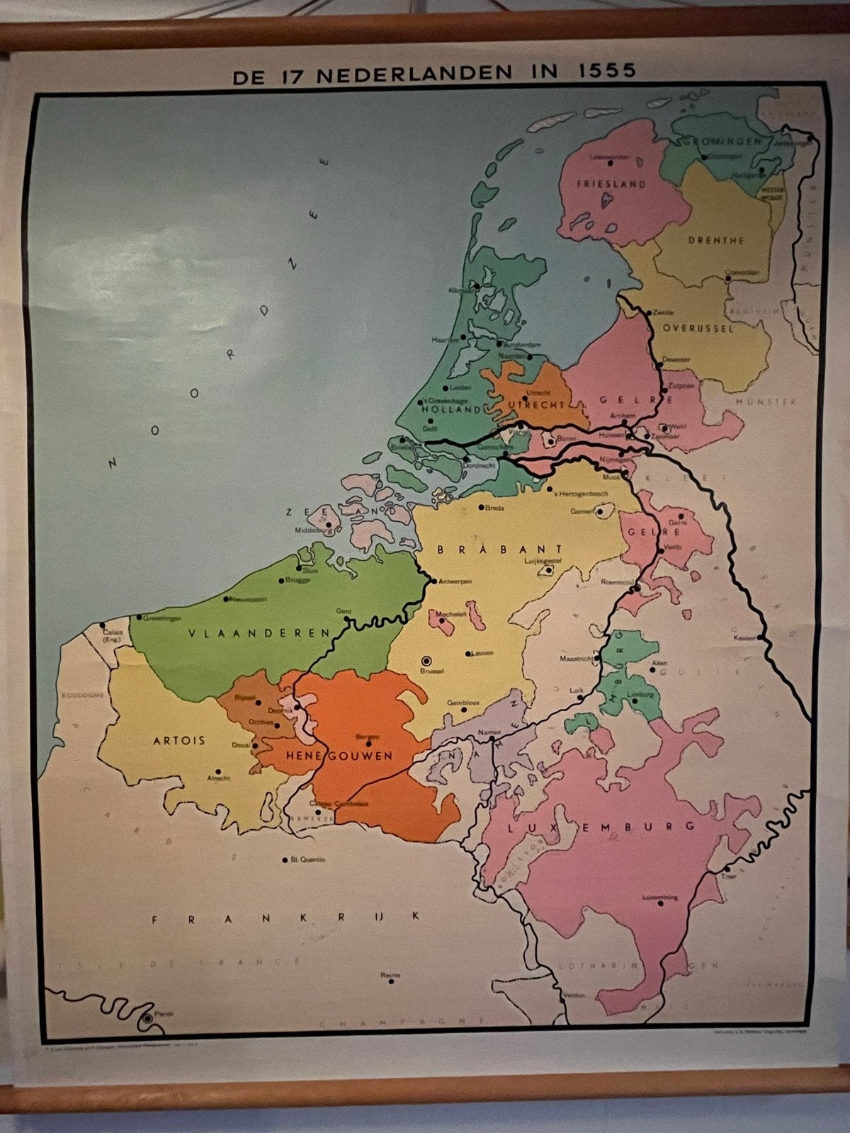 Historische wandkaart: De 17 Nederlanden in 1555, Boeken, Ophalen, 1800 tot 2000, Nederland, Landkaart