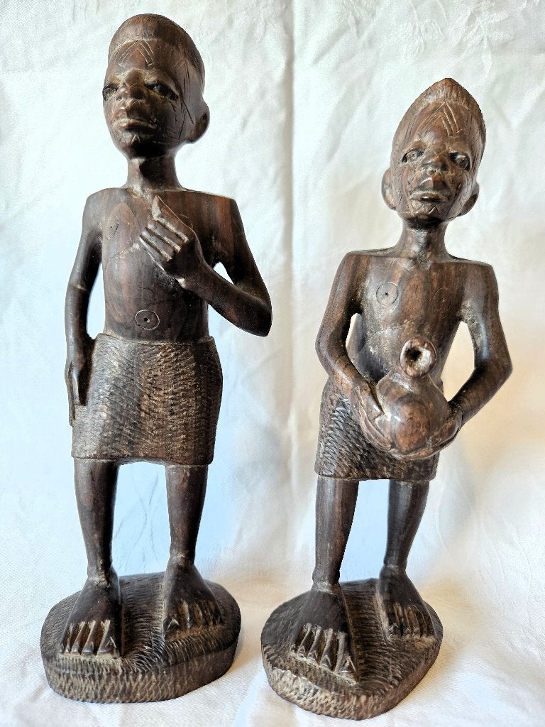 Afrikaanse beeldjes, Antiek en Kunst, Kunst | Beelden en Houtsnijwerken, Minder dan 20 cm, Ophalen of Verzenden, Hout, Handgemaakt