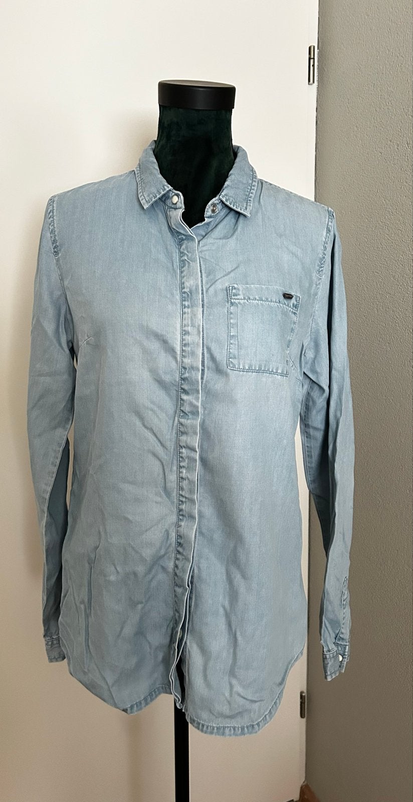 Superdry Lyocell Jeans Overhemd Dames Maat M, Ophalen of Verzenden, Gedragen, Maat 38/40 (M), Blauw