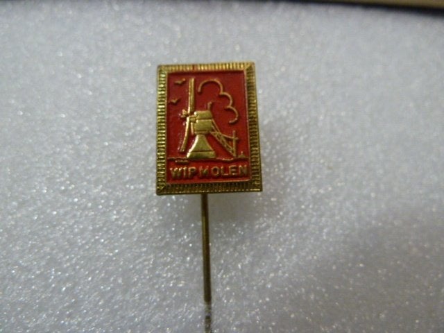 Vintage Wipmolen Speldje - Rood/Goud, Verzamelen, Ophalen of Verzenden, Gebruikt, Overige onderwerpen, Speldje of Pin