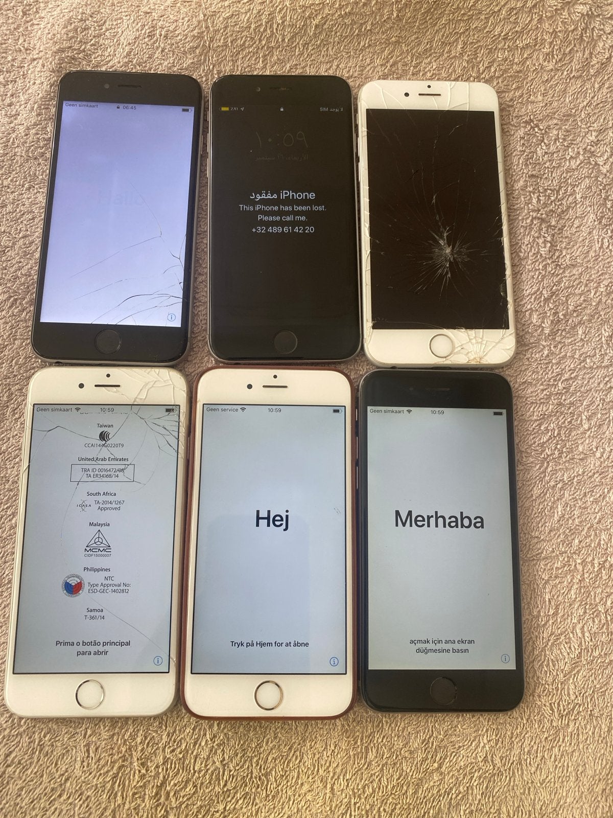 6x iPhone 6 mini met iCloud - Voor onderdelen, Telecommunicatie, Ophalen, Zonder simlock, Grijs, Zonder abonnement
