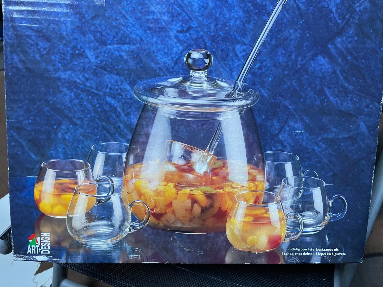 Sangria bowl set van glas - 9-delig nieuw, Overige typen, Ophalen, Nieuw, Glas