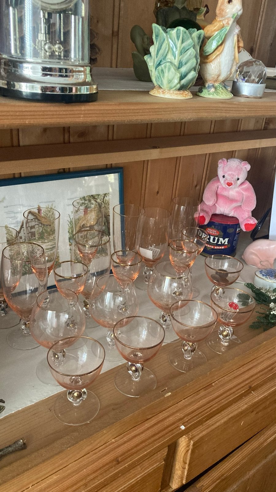 Set van roze vintage glazen voor feestjes, Antiek en Kunst, Antiek | Glas en Kristal, Ophalen