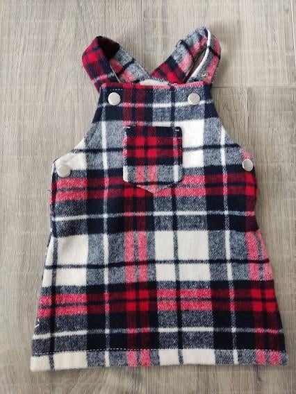 Baby meisjes geblokte fleece tuinjurkje met buidelzakje, Ophalen of Verzenden, Zo goed als nieuw, Meisje, Jurkje of Rokje