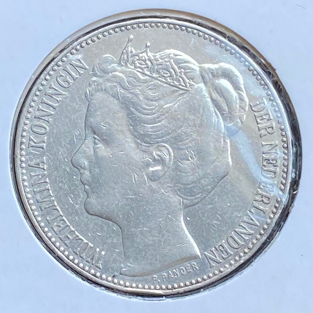 2,5 Gulden / Rijksdaalder van Zilver uit 1898 van Wilhelmina, Postzegels en Munten, Munten | Nederland, Verzenden, Zilver, Koningin Wilhelmina