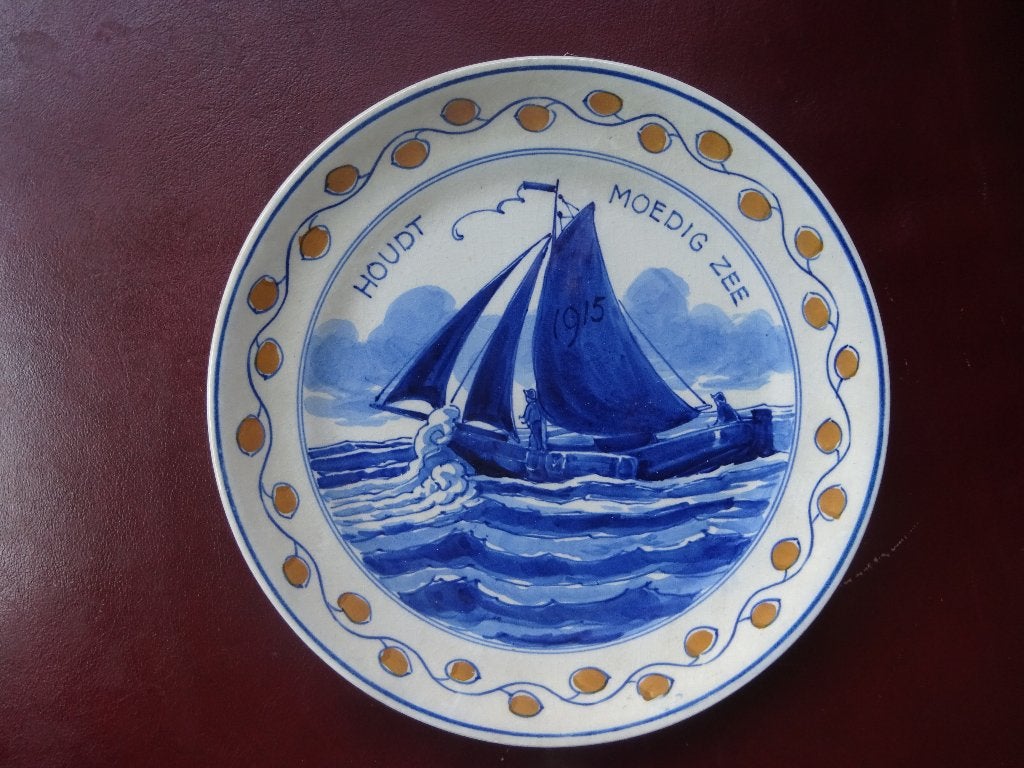 Koninklijke Porceleine fles wandbordje Schip, Ophalen of Verzenden