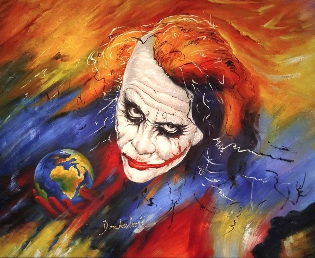 JOKER  .originele olieverf   gesigneerd, Antiek en Kunst, Ophalen of Verzenden, Olieverf, Portret of Personen, Doek