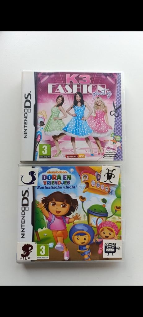 Nintendo DS Spellen: K3 Fashion Party & Dora Vriendjes, Avontuur en Actie, Gebruikt, 1 speler, Ophalen of Verzenden
