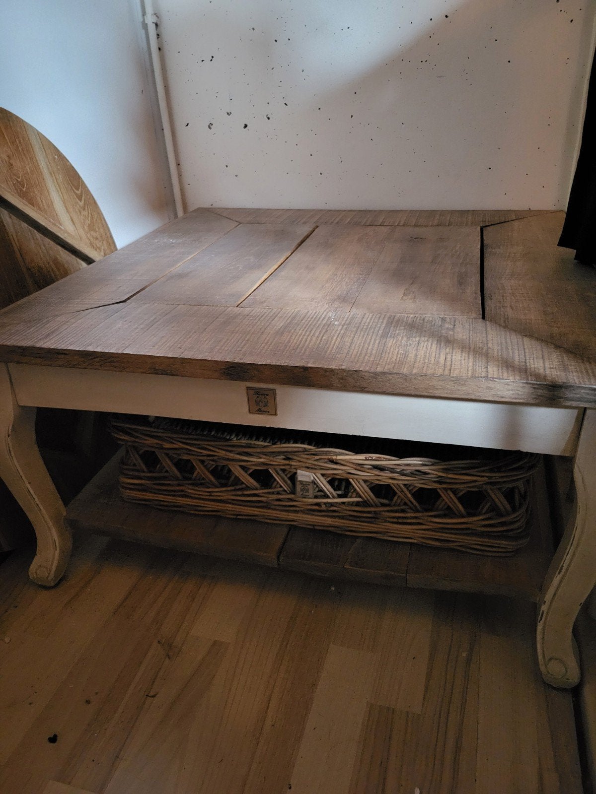 Salontafel Riviera Maison-look met originele mand, Ophalen, 50 tot 100 cm, Vierkant, 50 tot 100 cm