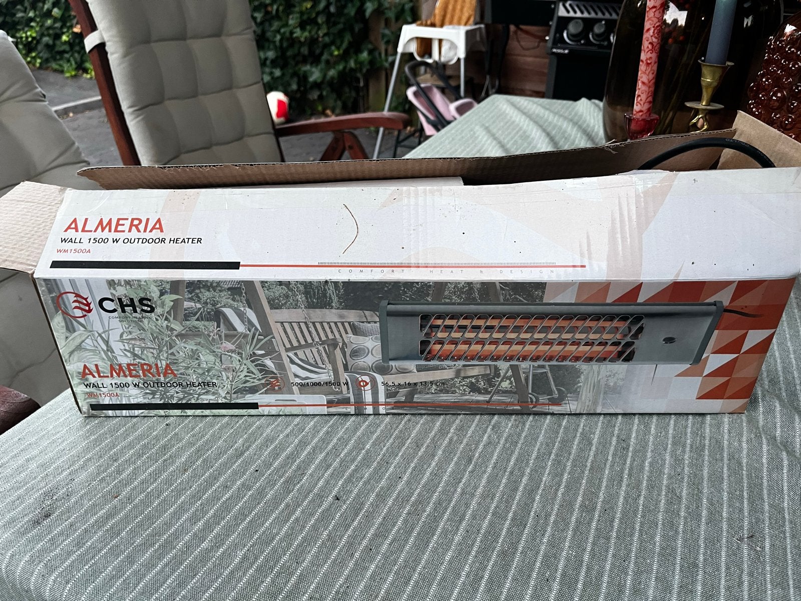 CHS Almeria Wand 1500W Buitenverwarming - Nieuw in doos, Nieuw, Waterbestendig, Wand, Ophalen