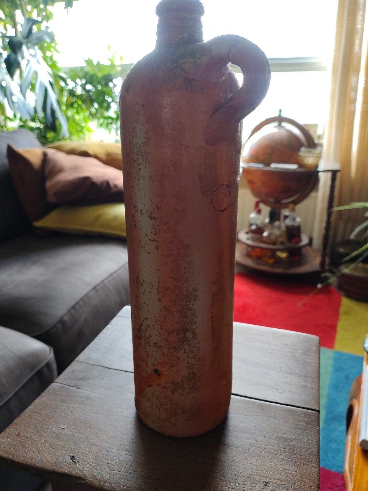 Antieke Duitse Steengoed Kruik - 19e Eeuw Mineraalwaterfles, Ophalen of Verzenden