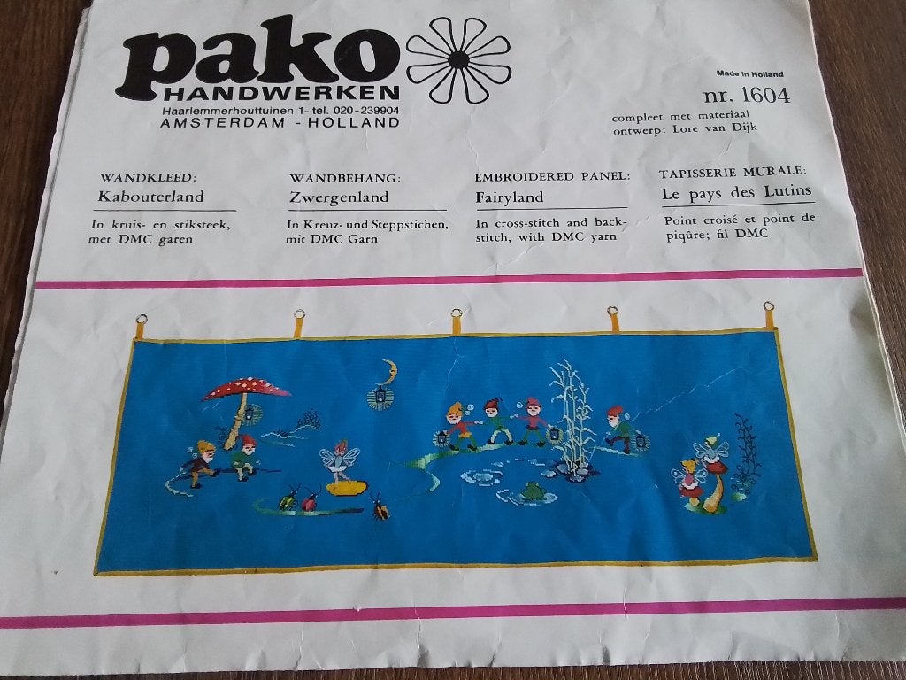 Leuk borduurpatroon wandkleed kabouterland, Ophalen of Verzenden, Zo goed als nieuw, Handborduren, Patroon