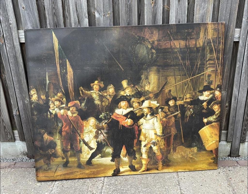 Groot doek 'De Nachtwacht' van Rembrandt van Rijn, Antiek en Kunst, Ophalen