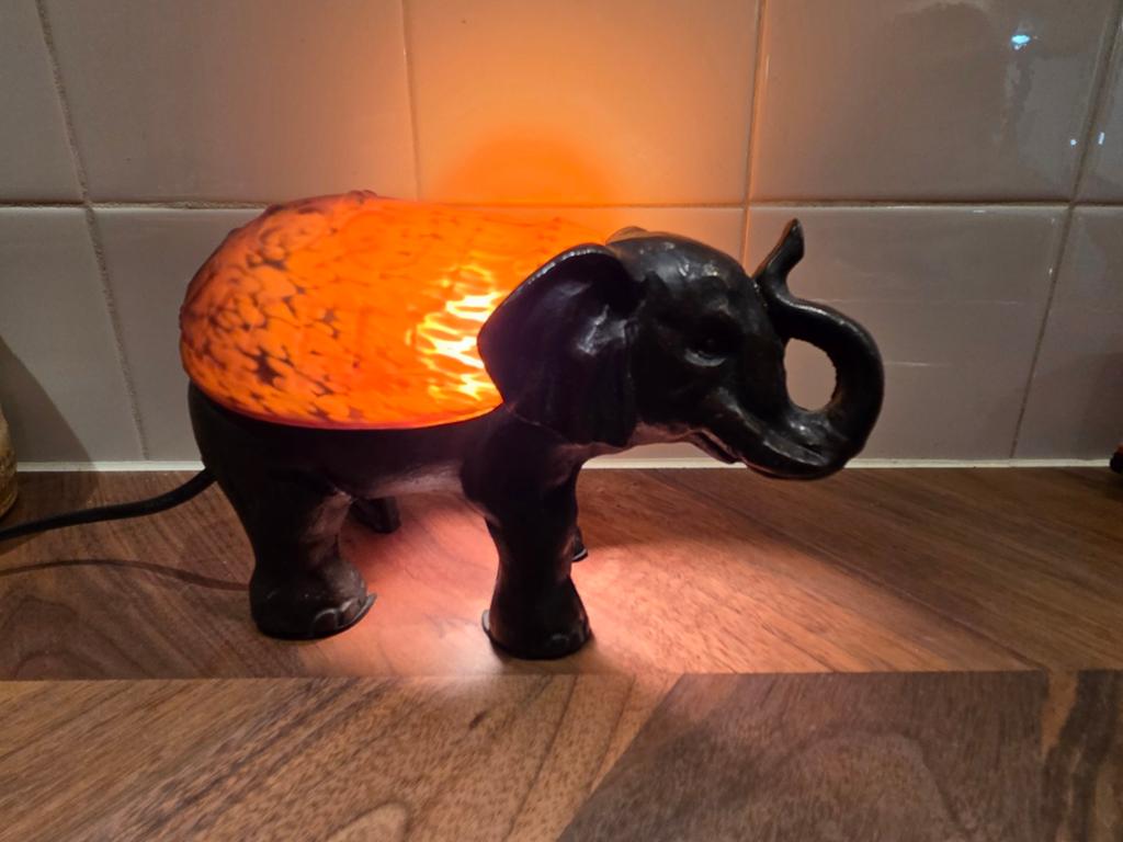 brons olifant lamp, tafellamp, Antiek en Kunst, Ophalen