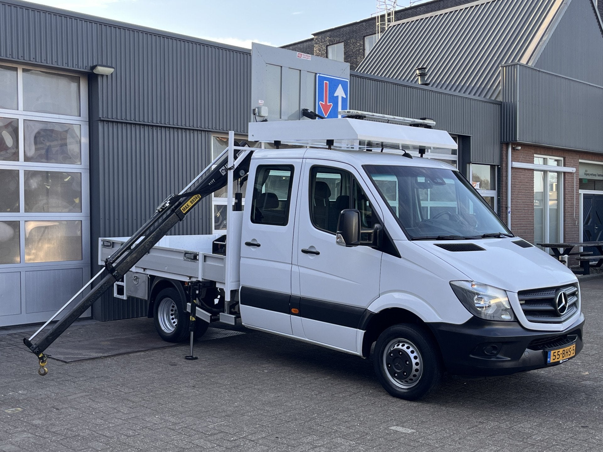 Mercedes-Benz Sprinter 513 CDI Hiab Laadkraan 018T Trekhaak, Auto's, Automaat, Stof, 4 cilinders, Wit