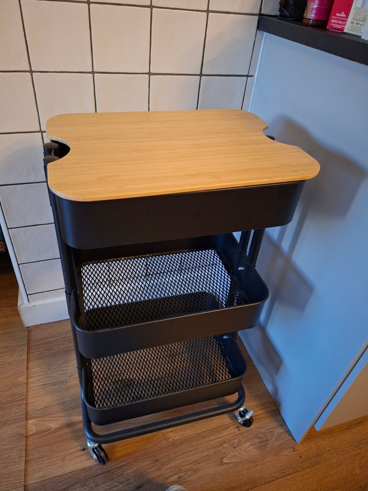 Zwarte Keukentrolley met Wieltjes - Ophalen in Nuenen, Keukentrolley, Ophalen, Gebruikt, Zwart