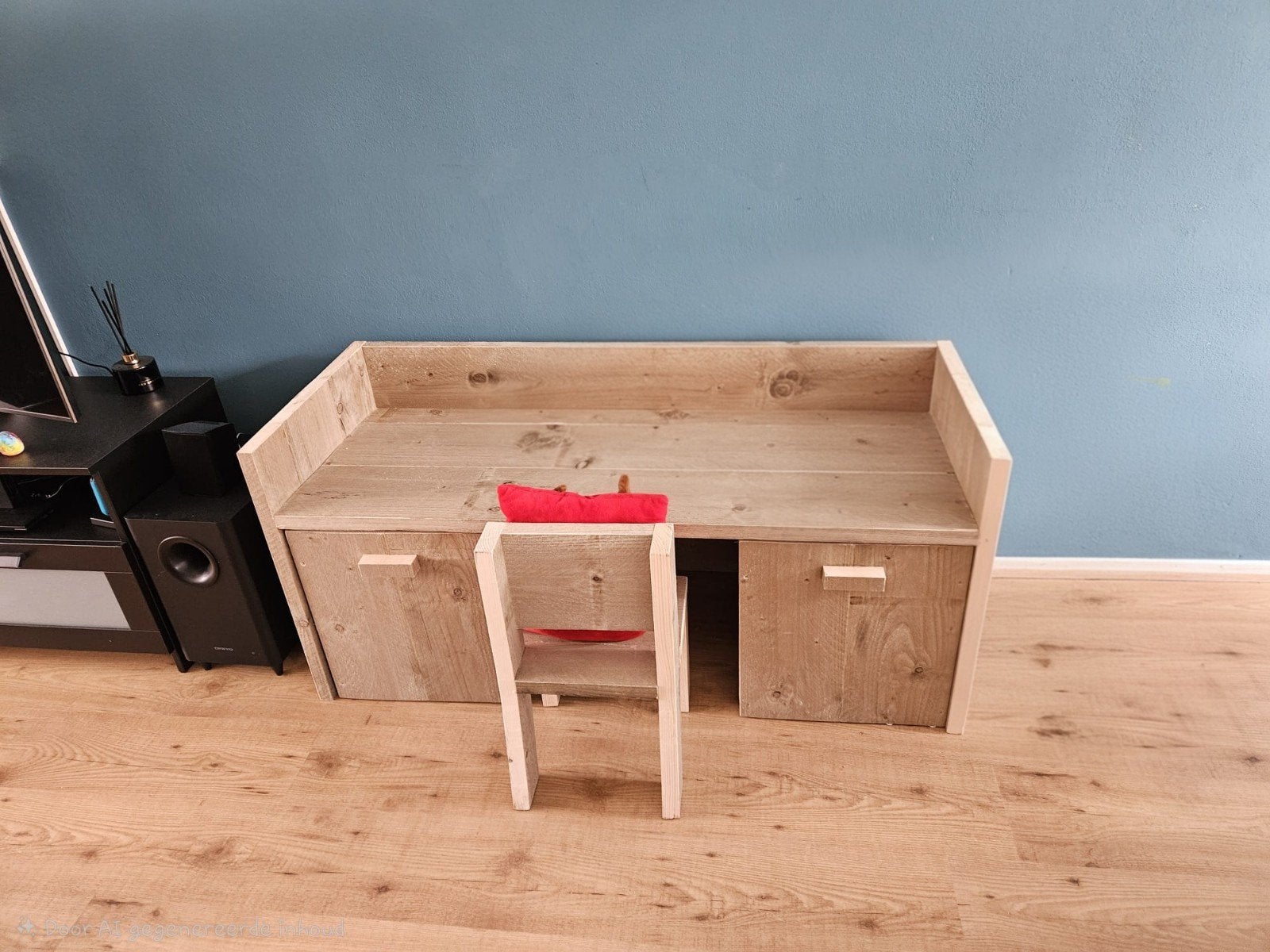 Stevig houten kinderbureau met opbergruimte, Ophalen, Opbergruimte, Gebruikt, Hout