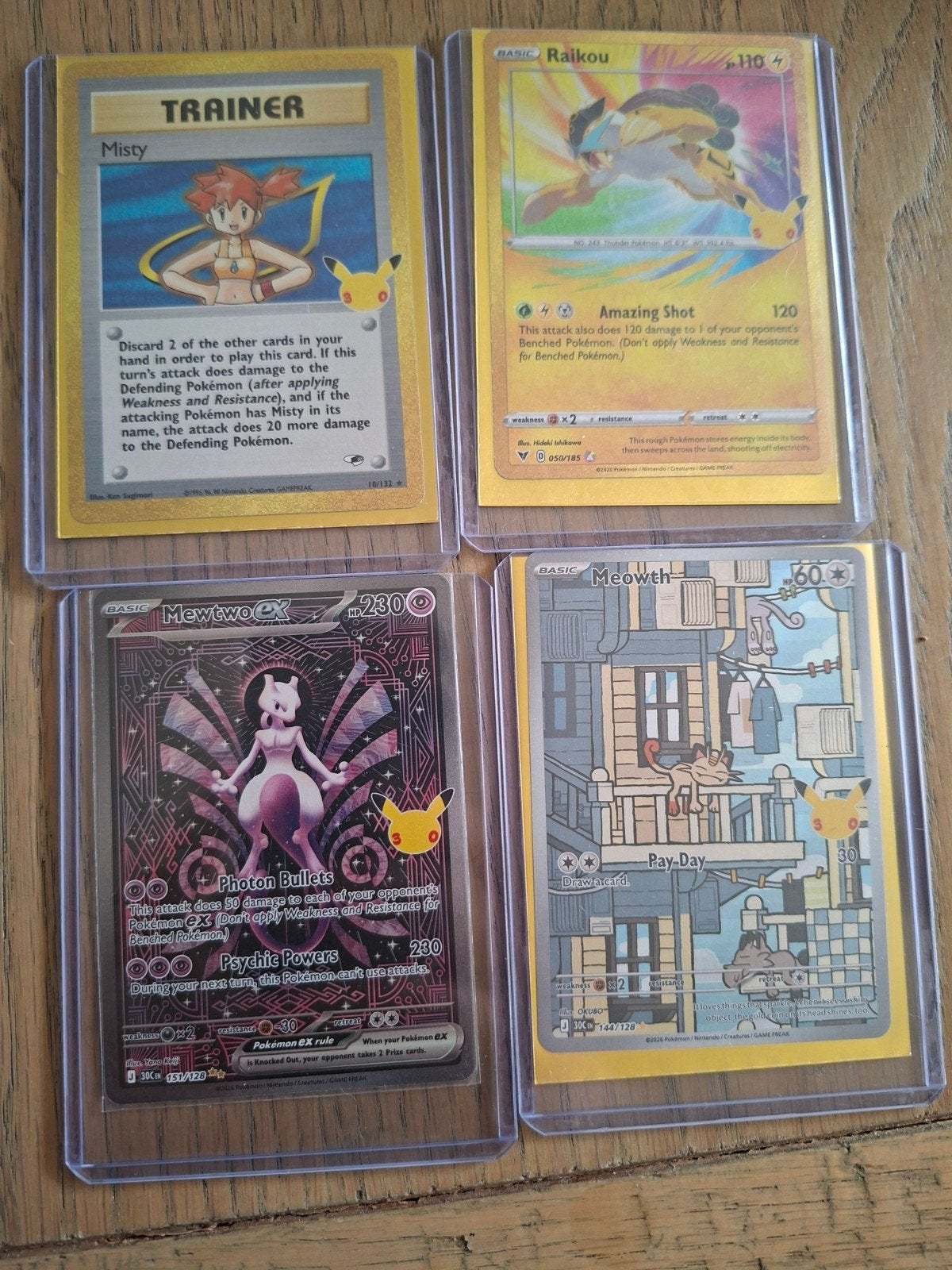 Pokémon Celebrations: Misty, Raikou, Meowth, Mewtwo, Ophalen of Verzenden, Zo goed als nieuw, Meerdere kaarten
