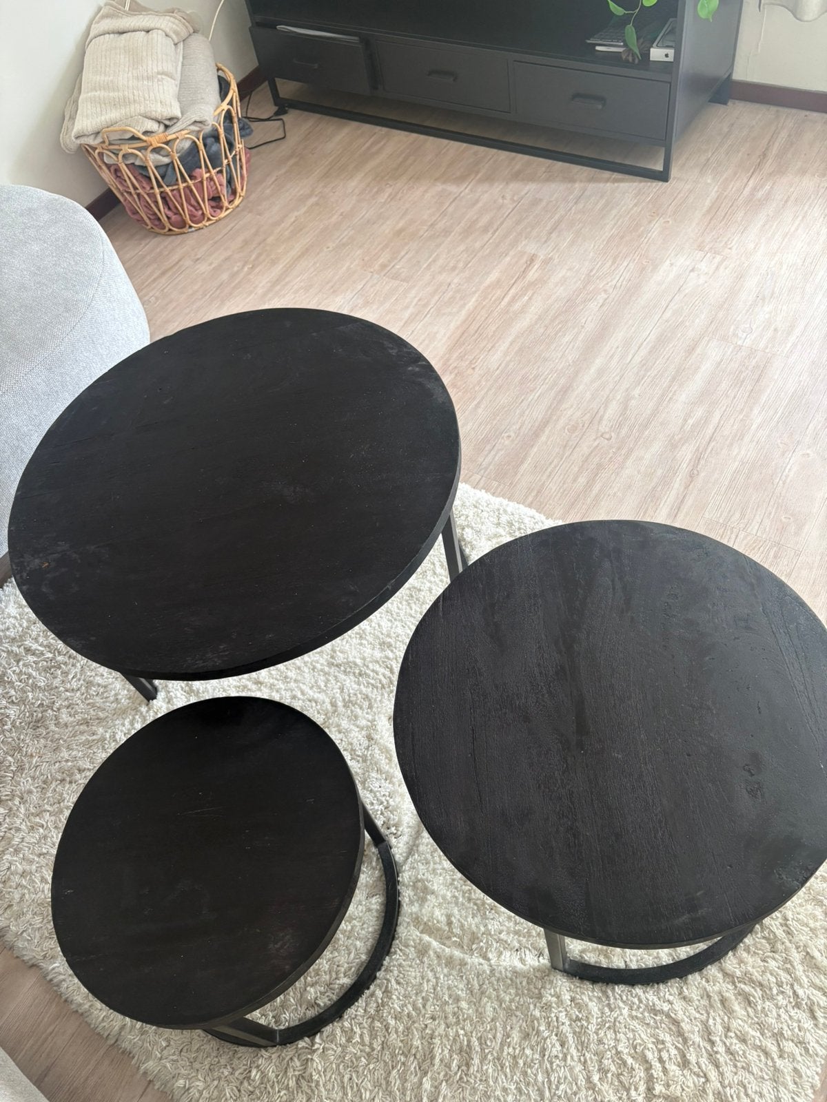 Ronde salontafels hout zwart, Ophalen, Zo goed als nieuw, Rond, 50 tot 100 cm