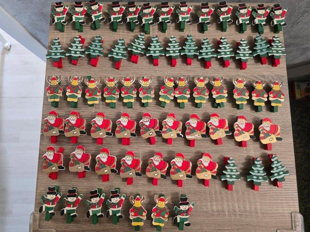 Kerst decoratie wasknijpers - Kerstman, Sneeuwpop, Boom, Ophalen of Verzenden, Gebruikt, Versiering, Kerst of Sinterklaas