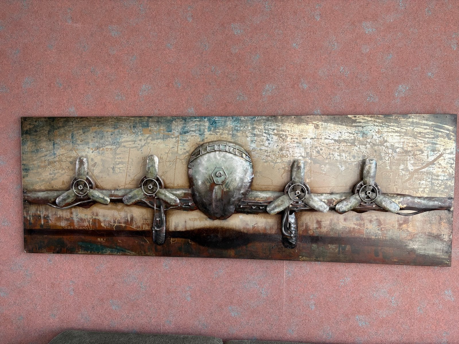 Industrieel Metalen Schilderij met Vliegtuigpropellers, Ophalen