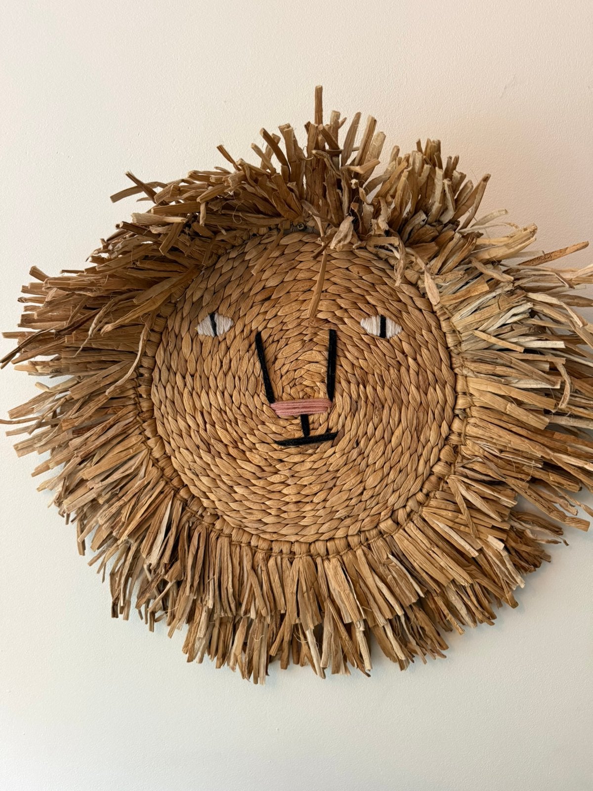 Leeuwenkop van rotan, Ophalen of Verzenden, Zo goed als nieuw, Wanddecoratie