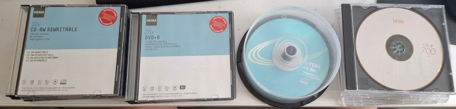 21x CD-RW en 9x DVD-R Rewritable Discs, Computers en Software, Beschrijfbare discs, Ophalen, Gebruikt, Cd, HEMA, TDK