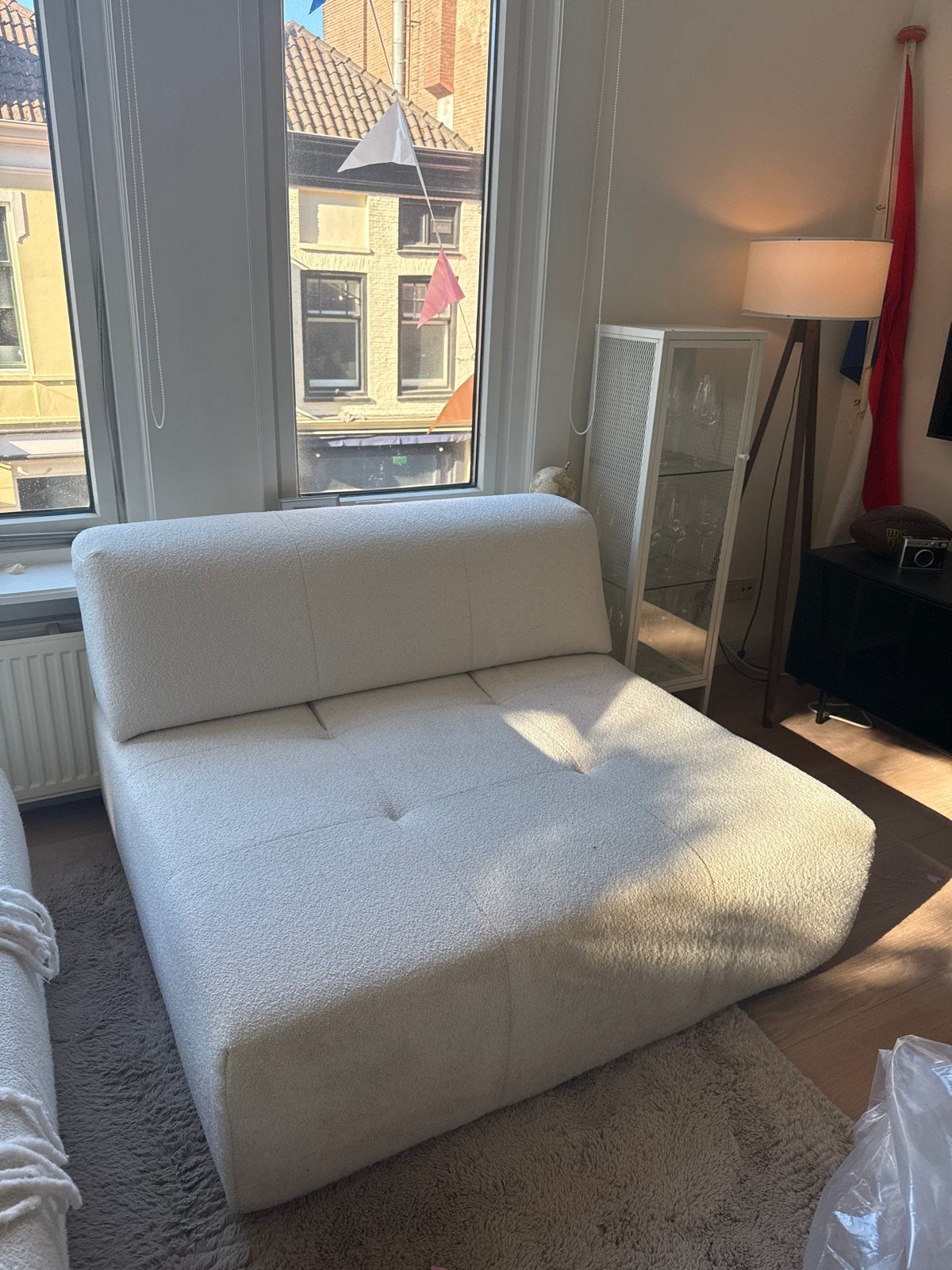 Baenks chaise longue met verstelbare rugleuning off-white, Ophalen, Gebruikt, Minder dan 150 cm, Overige maten