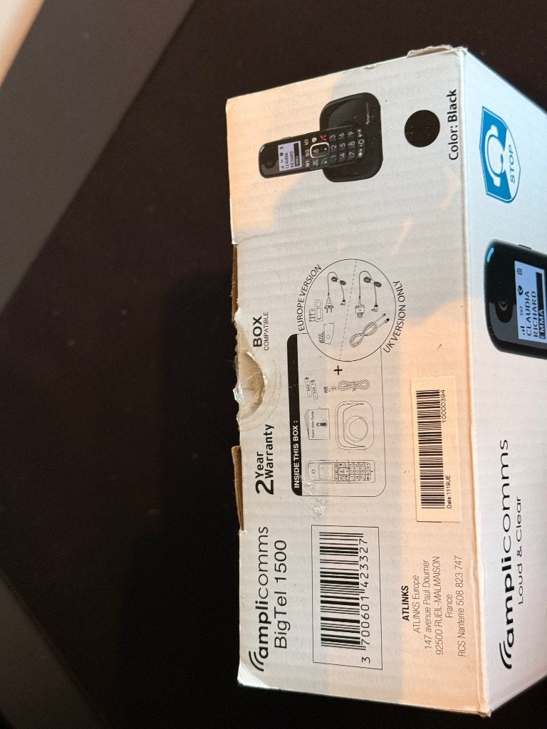 Amplicomms BigTel 1500 Seniorentelefoon Zwart, Telecommunicatie, Ophalen of Verzenden, Zo goed als nieuw, 1 handset