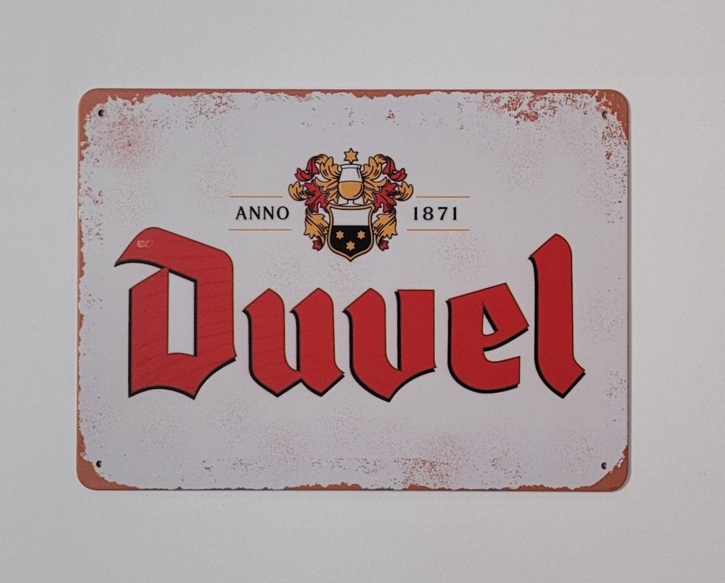 Duvel bier logo reclamebord van metaal wandbord decoratie, Ophalen of Verzenden, Nieuw, Reclamebord, Plaat of Schild, Overige merken