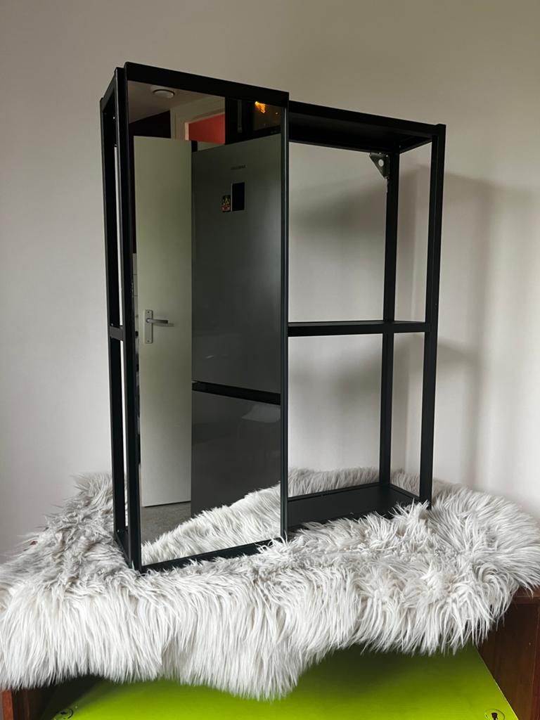Open metalen wandkastje met spiegel, 60x15x75cm., Ophalen, 50 tot 100 cm, Minder dan 25 cm, Minder dan 100 cm