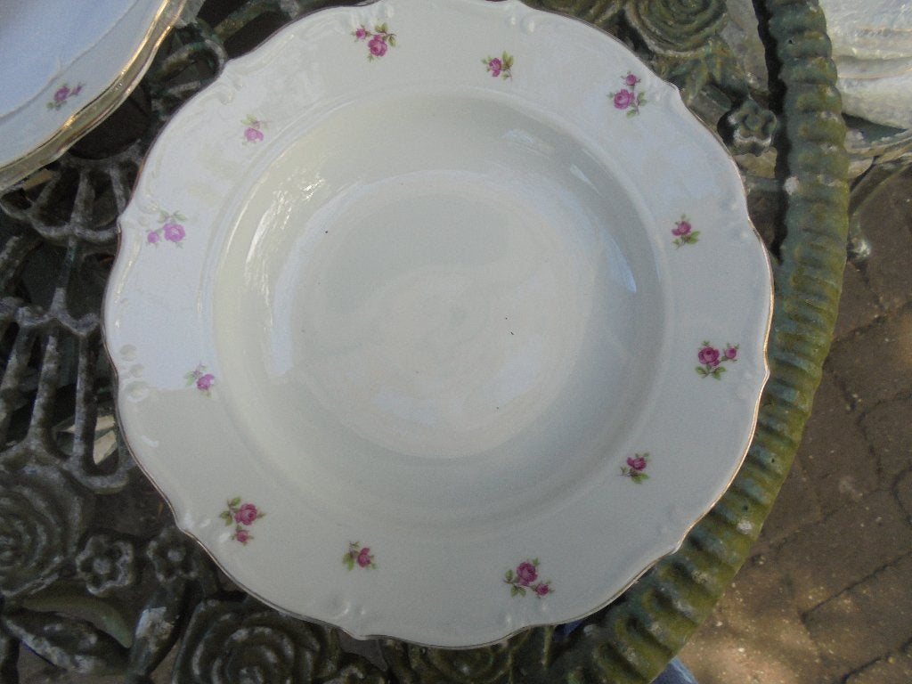 3 x Diep bord K & E Marie Veronique met roze roosjes, Ophalen of Verzenden