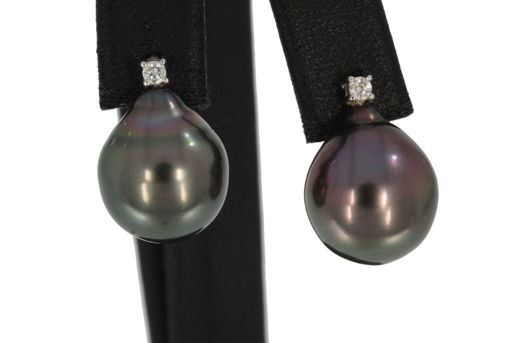 Diamanten parel 18k gouden fraai set oorbellen dame briljant