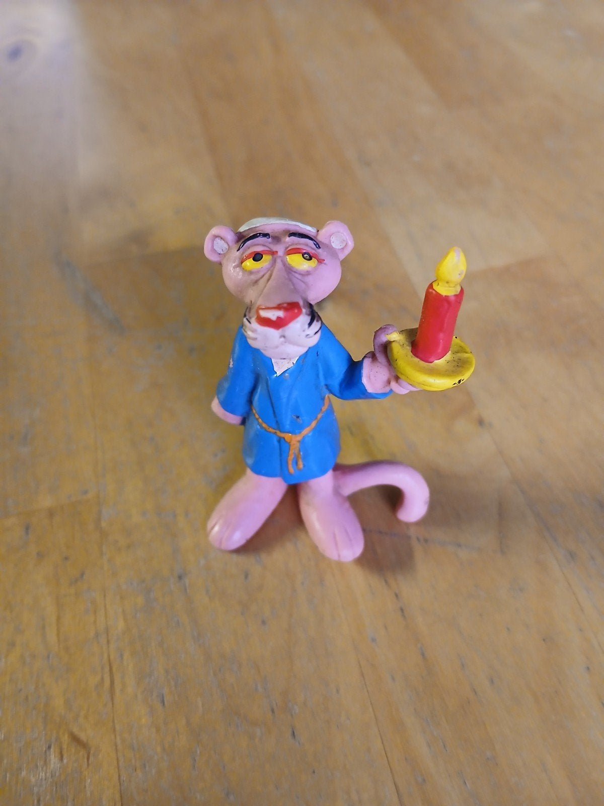 Roze Panter figuurtje met kaars - Bully 1983, Ophalen of Verzenden, Gebruikt