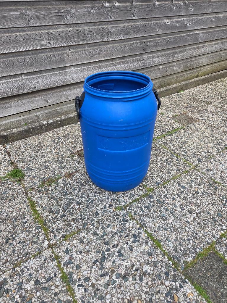 Blauw kunststof vat / ton 60L – stevige kwaliteit, Minder dan 75 liter, Ophalen, Gebruikt, Kunststof