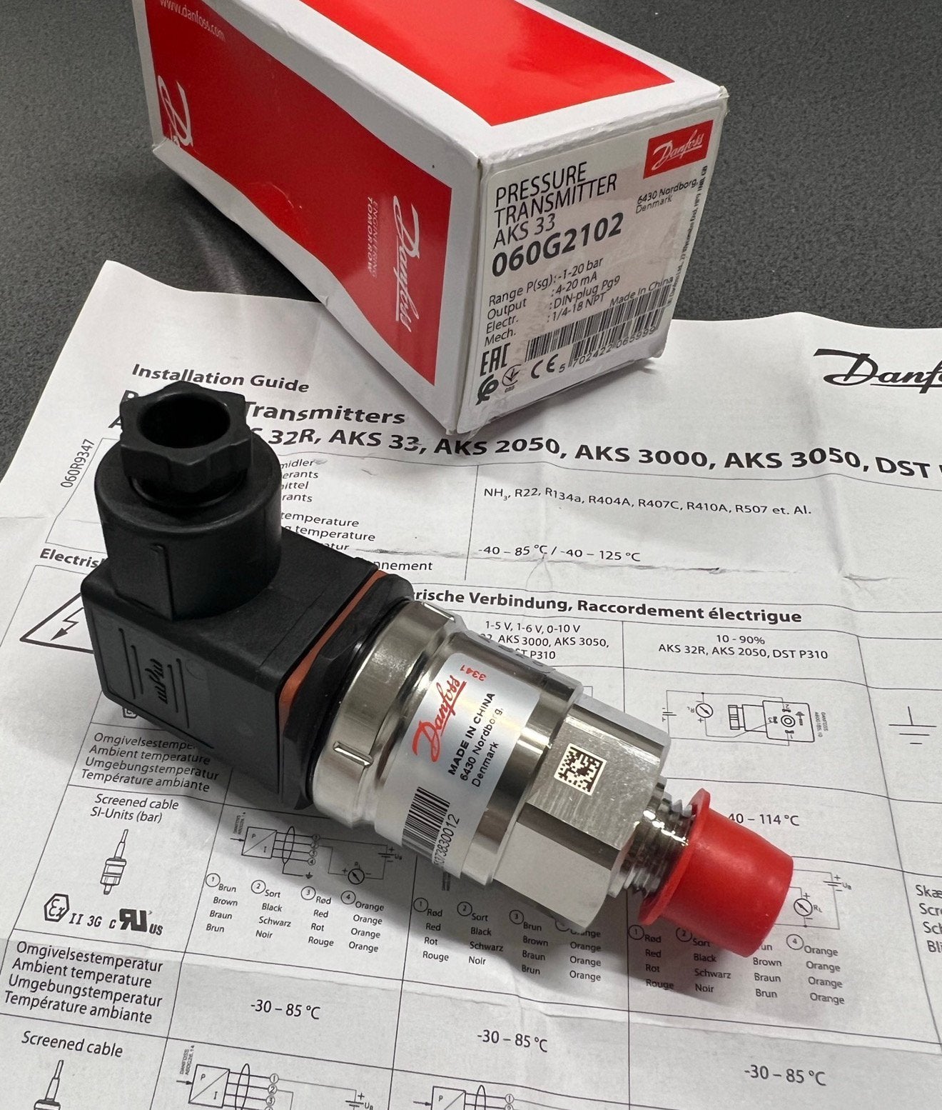 Danfoss 060G2102 Pressure Transmitter AKS33 NIEUW 1-20 bar, Nieuw, Ophalen of Verzenden, H, H