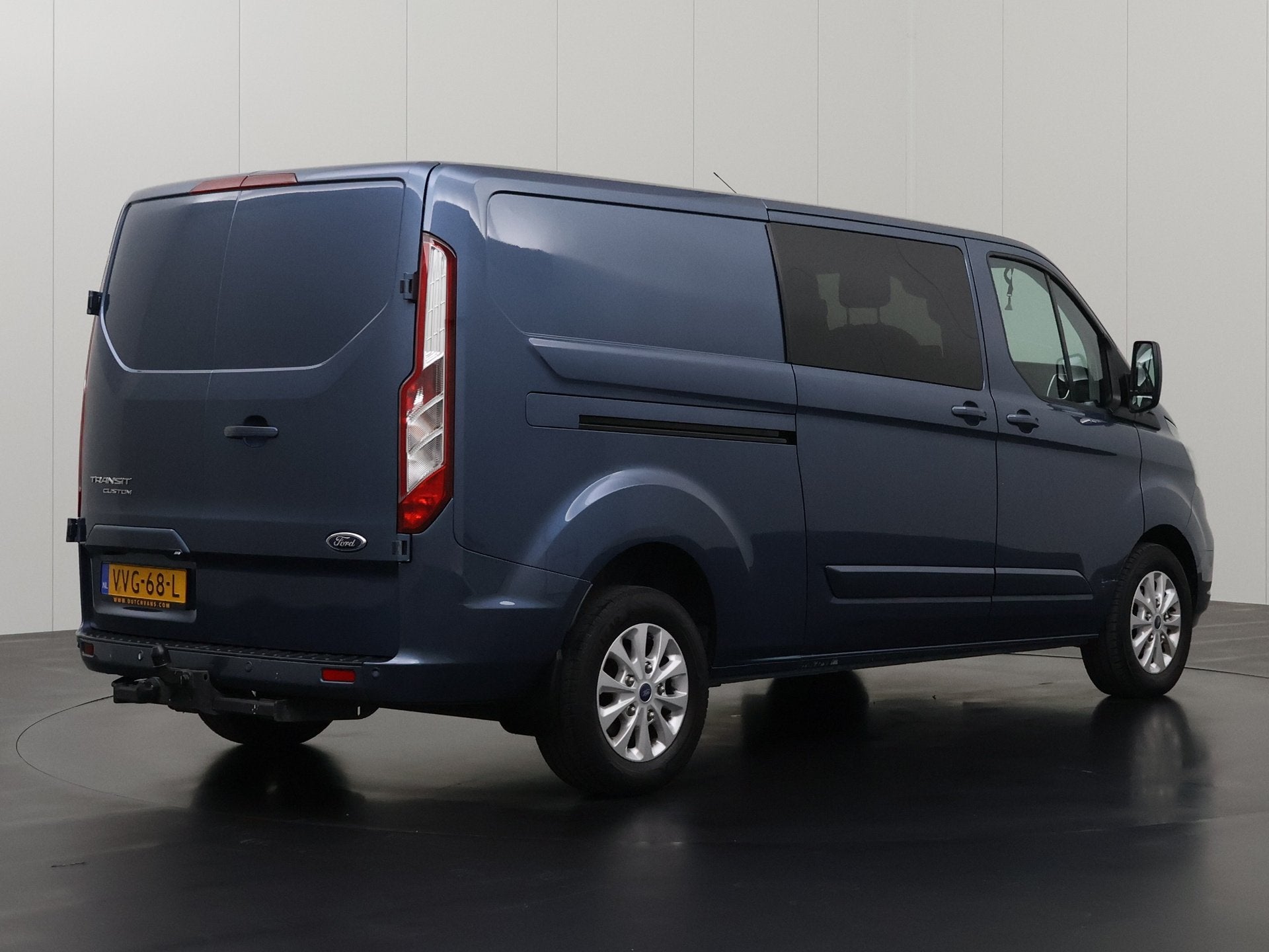 Ford Transit Custom 2.0TDCI 130PK Lang Limited Dubbele Cabin, Voorwielaandrijving, 4 cilinders, Blauw, Origineel Nederlands