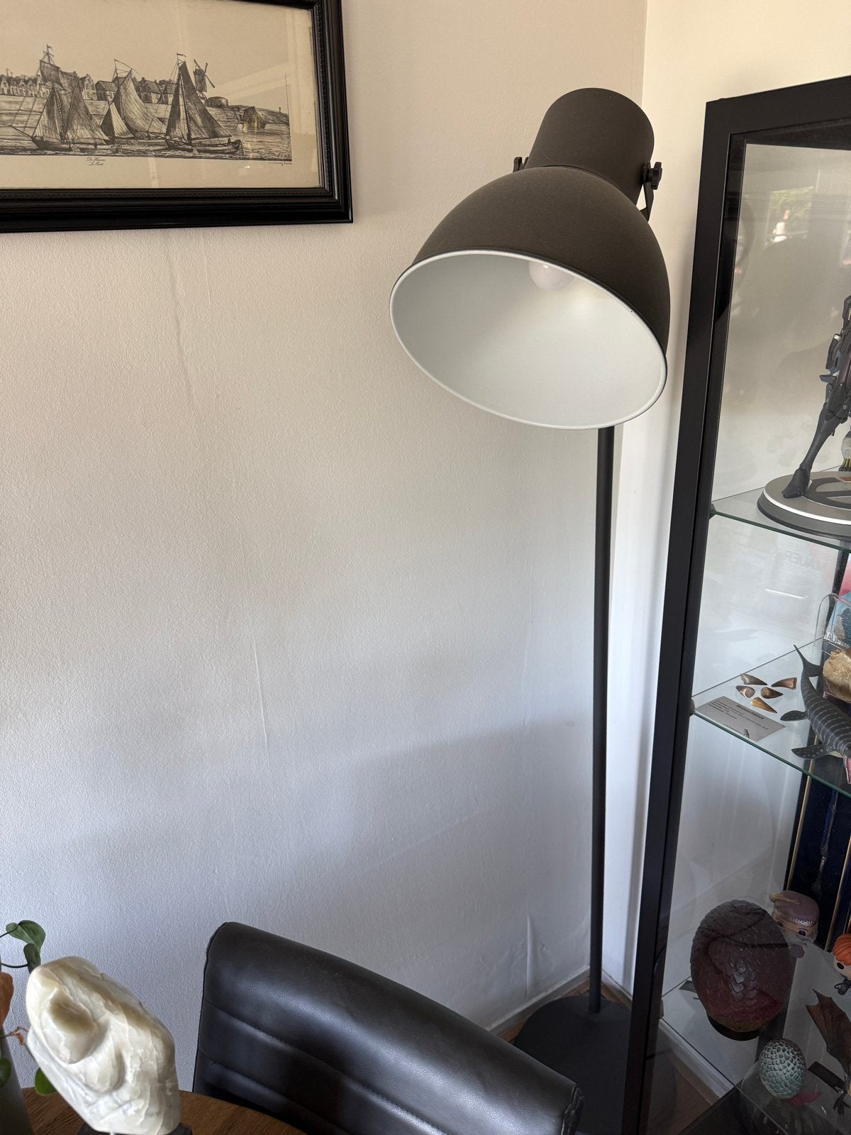 Ikea Hektar staande lamp, donkergrijs, Ophalen, E27 (groot), Zo goed als nieuw, Metaal