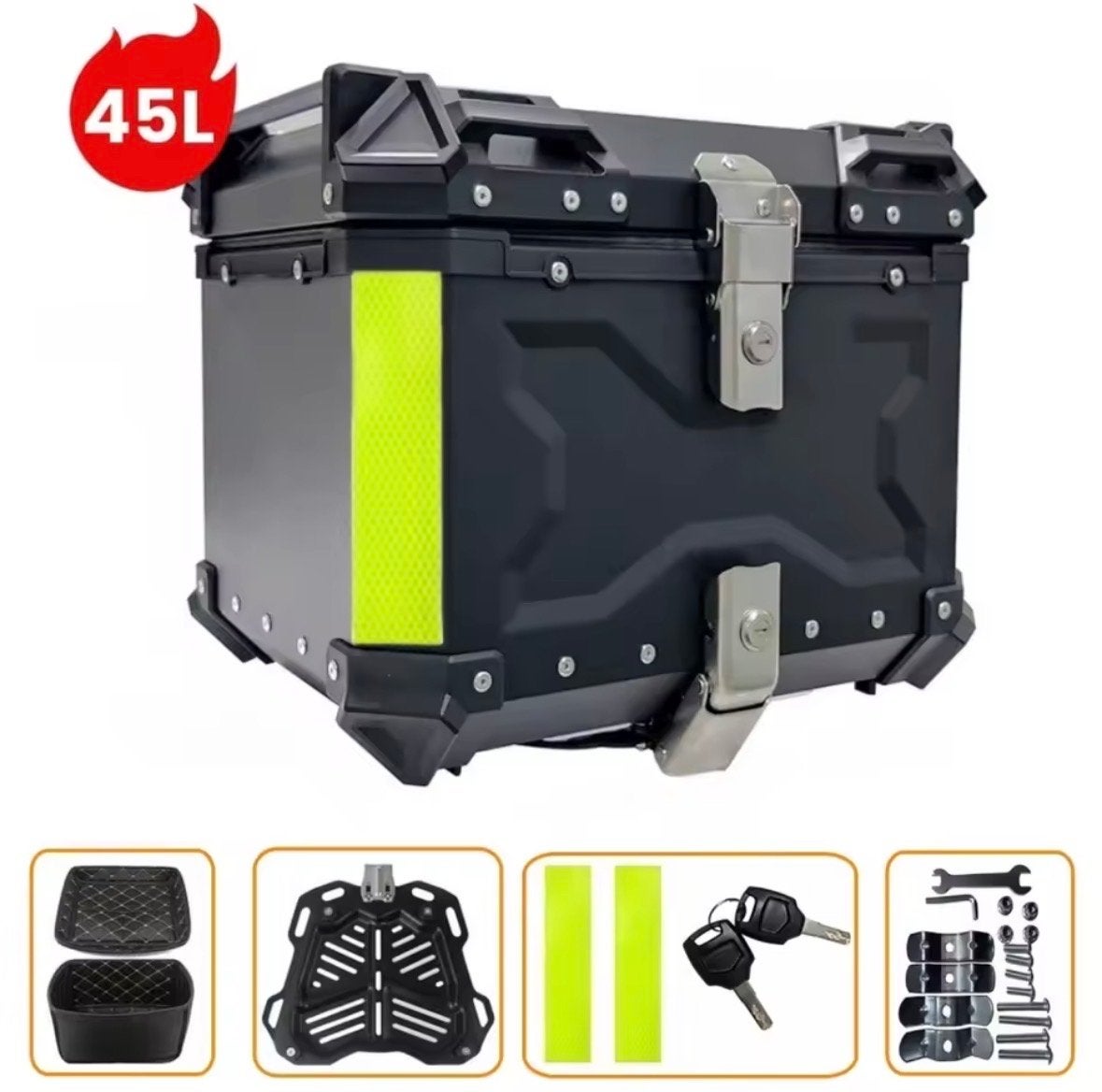 NIEUW 2026 - Motor Topkoffer 45L - Aluminium Zwart, Motoren, Accessoires | Koffers en Tassen, Nieuw, Verzenden