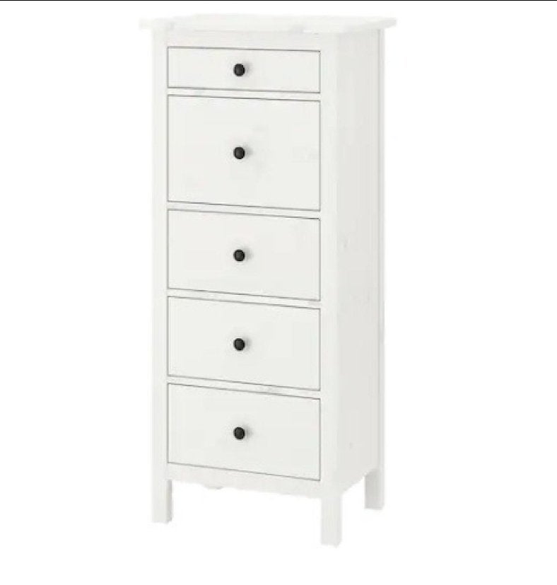 Houten Ikea Hemnes ladekast 5 laden wit gebeitst, Ophalen, Gebruikt, 50 tot 100 cm, 3 of 4 laden