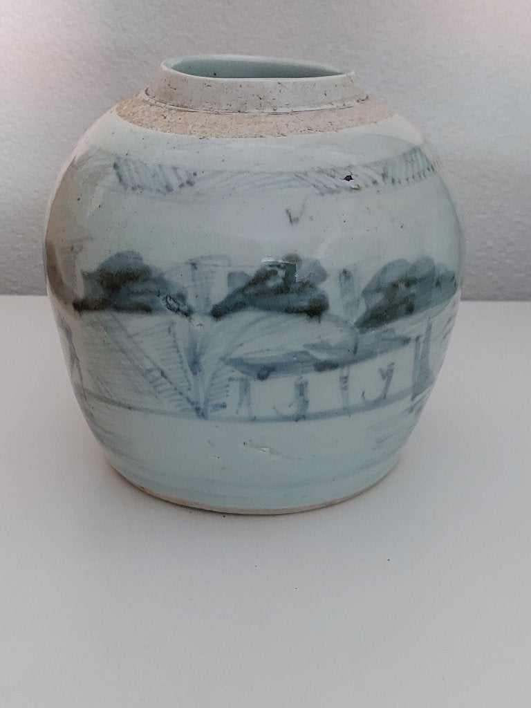 GEMBERPOT BLAUW/WIT 19DE EEUW, Antiek en Kunst, Ophalen of Verzenden