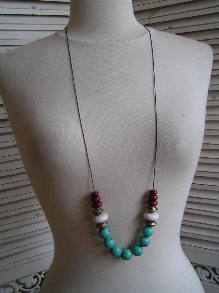 ketting met half edelstenennr PP 623, Sieraden, Tassen en Uiterlijk, Verzenden, Zo goed als nieuw, Overige materialen
